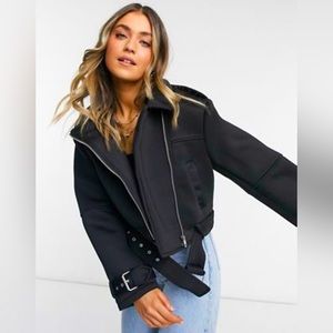 ASOS DESIGN scuba biker jacket in black